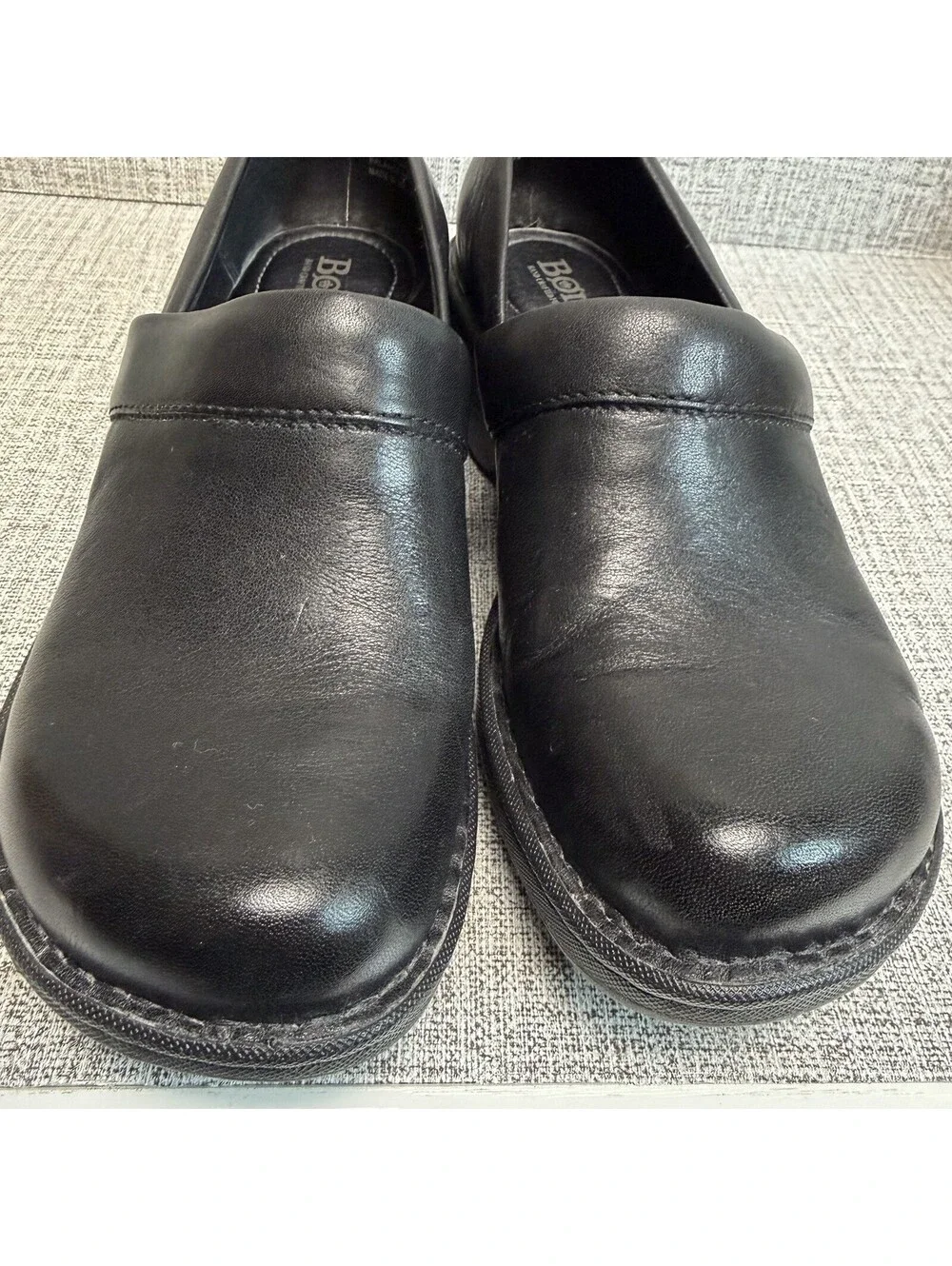 Born Shoes Womens Size 6.5 M Black Leather Toby Duo Clogs Slip On